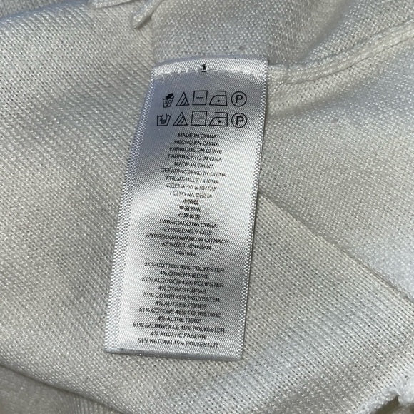 Michael Kors Cream White Cotton Statement Fringe Sweater Shawl Funnel Collar LRG - Picture 13 of 15